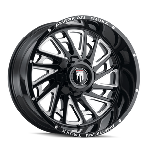 American Truxx At1905 Blade Wheels Rims 24x14 5x150 Gloss Black Milled -76mm | AT1905-24450M-76