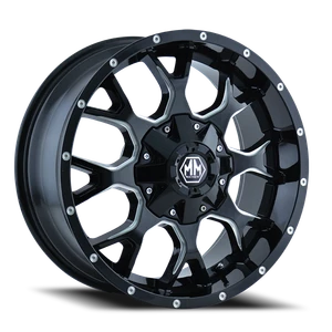 DOORBUSTER PRICING! - Mayhem Warrior Wheel 20x10 5x127 & 5x139.7 Gloss Black Milled -25mm | 8015-2152M