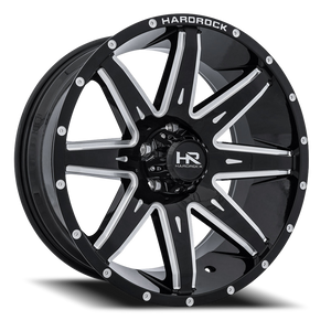 Hardrock Offroad Painkiller Xposed Wheel 24x14 5x127 Gloss Black Milled -76mm - MINIMUM PURCHASE OF 4 WHEELS | H502-241473176BM