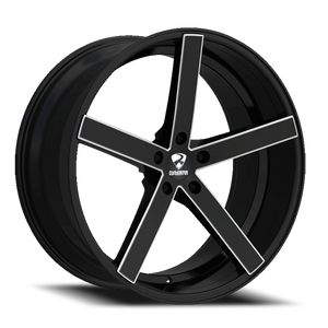 DOORBUSTER PRICING! - Ravetti M1 Wheel 22x8.5 5x120 Black And Milled 38mm - FREE T-SHIRT INCLUDED! | RAV-M1-22866BMW