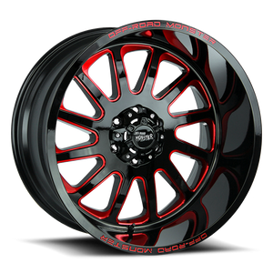 DOORBUSTER PRICING! - Off Road Monster M17 M17 Wheel 20x10 5x150 Gloss Black w/ Candy Red Milling -19mm - FREE T-SHIRT INCLUDED! | M170550N19GBMLR