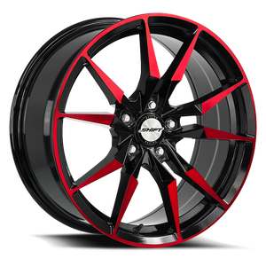 DOORBUSTER PRICING! - Shift H29 Blade Wheel 17x7.5 5x120 Gloss Black w/ Candy Red 35mm - FREE T-SHIRT INCLUDED! | H29752035GBMR