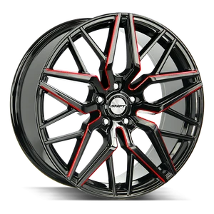 DOORBUSTER PRICING! - Shift H33 Spring Wheel 20x8.5 5x112 Gloss Black w/ Candy Red Milling 35mm - FREE T-SHIRT INCLUDED! | H33051235GBMLR
