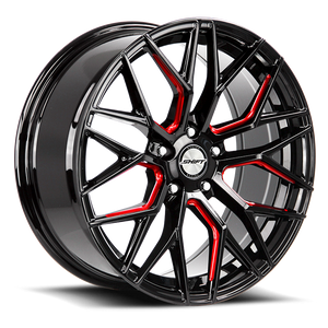 DOORBUSTER PRICING! - Shift H33 Spring Wheel 20x8.5 5x114.3 Gloss Black w/ Candy Red Milling 35mm - FREE T-SHIRT INCLUDED! | H33051435GBMLR