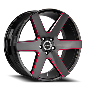 DOORBUSTER PRICING! - Strada S60 Coda Wheel 20x8.5 5x114.3 Gloss Black w/ Candy Red Milling 35mm - FREE T-SHIRT INCLUDED! | S60051435GBMLR