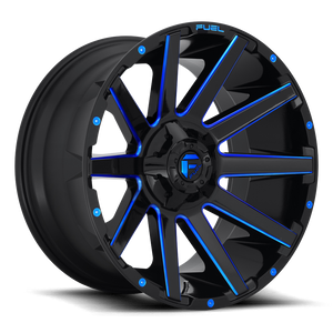 Fuel D644 Contra Wheel 22x12 6x135 & 6x139.7 Gloss Black Milled With Blue Tint -43mm - MINIMUM PURCHASE OF 4 WHEELS | D64422209846