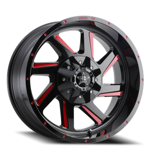 Luxxx Hd Lhd14 Wheel 20x10 6x135 & 6x139.7 Gloss Black Red Milling -18mm | LHD1420106135139-18G-A3