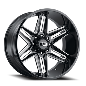 Vision Razor 363 Wheel 20x12 5x139.7 Gloss Black Milled Spoke -51mm | 363-20285GBMS-51