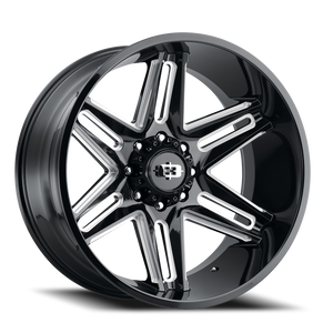 Vision Razor 363 Wheel 20x12 8x180 Gloss Black Milled Spoke -51mm | 363-20287GBMS-51