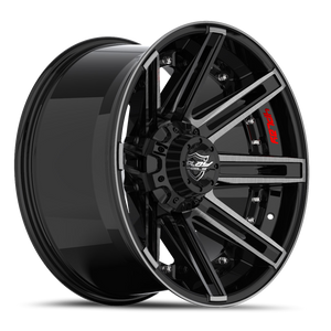 DOORBUSTER PRICING! - 4Play 4P08 Wheel 22x10 6x139.7 & 6x135 Gloss Black w/ Brushed Face & Tinted Clear -18mm - FREE T-SHIRT INCLUDED! | 4P08-22100-6D55-18BBT
