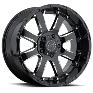 Black Rhino Sierra Wheel 22x10 5x139.7 Gloss Black w/ Milled Spokes -12mm | 2210SRA-25140B78