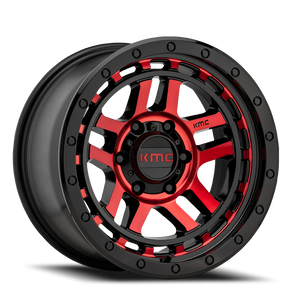 Kmc Km540 Recon Wheel 17x8.5 6x139.7 Gloss Black Machined With Red Tint 18mm - FREE T-SHIRT INCLUDED! | KM54078568918