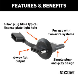 Curt® | 57404 | 4-Way Flat License Plate Light Plug Adapter