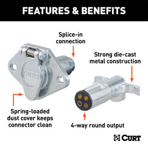 Curt® | 58671 | 4-Way Round Connector Plug and Socket