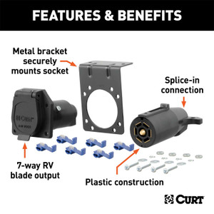 Curt® | 58152 | 7-Way RV Blade Connector Plug and Socket Kit