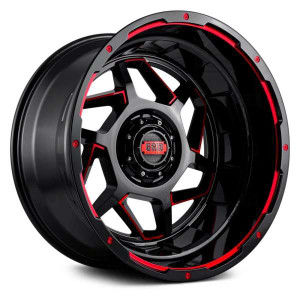 Grid Off-Road® GD14 Wheels Rims 20x9 6x135 6x5.5 (6x139.7) Gloss Black Red 15 | GD14-20090237E1508