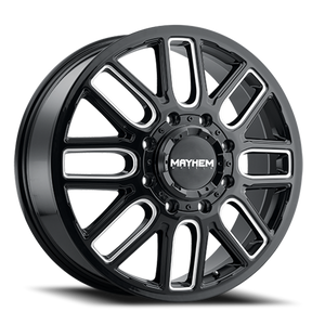 DOORBUSTER PRICING! - Mayhem Cogent Dually Wheel 22x8.25 8x200 Gloss Black Milled 115mm | 8107D-22877BMF115