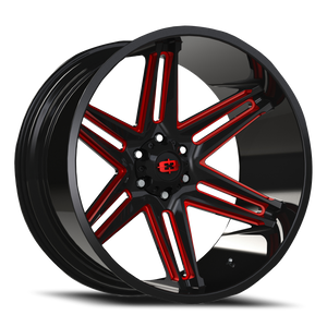 Vision Razor 363 Wheel 20x12 6x139.7 Gloss Black Milled Spoke With Red Tint -51mm | 363-20283GBMR-51