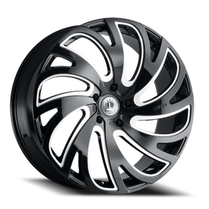 Luxxx Alloys Lux 23 Wheel 22x9.5 5x120 Gloss Black Milled 18mm | LUX2322955120+18B-A1