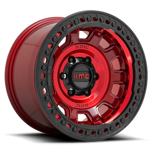 Kmc Km236 Tank Beadlock Wheel 17x9 6x139.7 Candy Red -15mm - FREE T-SHIRT INCLUDED! | KM23679060915N