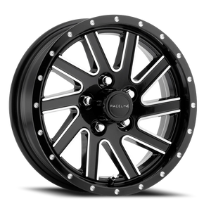 DOORBUSTER PRICING! - Raceline 820M Twisted Trailer Wheel 15x5 5x114.3 Gloss Black w/ Machined Accents 0mm - FREE T-SHIRT INCLUDED! | 820M-55012