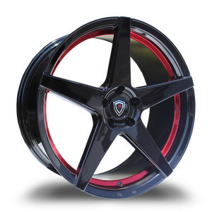 Marquee® M1001 Wheels Rims 20x9 5x120 Black Red Inner Line 33 | 1001209512033BGNR