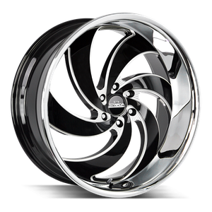DOORBUSTER PRICING! - Strada Street Classics C06 Retro 6 Wheel 24x10 5x115 Gloss Black Milled w/ Stainless Lip 15mm - FREE T-SHIRT INCLUDED! | C06451515GBMLSS