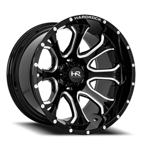 Hardrock Offroad Bloodshot Xposed Wheel 24x14 6x139.7 Gloss Black Milled -76mm - MINIMUM PURCHASE OF 4 WHEELS | H505-241483176BM
