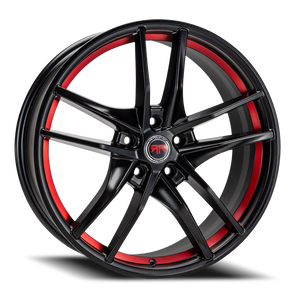 Revolution Racing Rr28 Wheel 18x8 5x114.3 Black w/ Red Ring 40mm | RR28-188514+40BRR