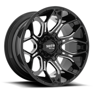 Moto Metal Mo808 Sniper Wheel 20x10 5x139.7 & 5x150 Gloss Black Milled -18mm - FREE T-SHIRT INCLUDED! | MO80821086318N