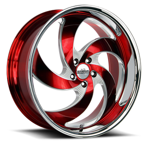 DOORBUSTER PRICING! - Strada Street Classics C05 Retro 5 Wheel 22x10 6x139.7 Milled Candy Red w/ Stainless Lip 24mm - FREE T-SHIRT INCLUDED! | C05263924DRMLSS