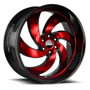 DOORBUSTER PRICING! - Strada Street Classics C06 Retro 6 Wheel 26x10 6x139.7 Gloss Black w/ Candy Red 26mm - MINIMUM PURCHASE OF 4 WHEELS - FREE T-SHIRT INCLUDED! | C06663926GBMR