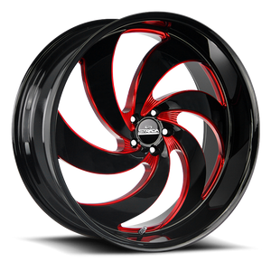 DOORBUSTER PRICING! - Strada Street Classics C06 Retro 6 Wheel 26x10 6x139.7 Gloss Black w/ Candy Red Milling 26mm - MINIMUM PURCHASE OF 4 WHEELS - FREE T-SHIRT INCLUDED! | C06663926GBMLR