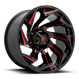 Fuel D755 Reaction Wheel 17x9 5x139.7 & 5x150 Gloss Black Milled With Red Tint -12mm | D75517907045