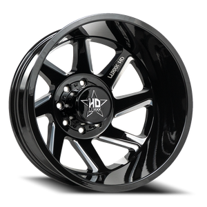 Luxxx Hd Lhd14 Dually Wheel 20x8.25 8x210 Gloss Black Milled -192mm | DUALLYHD14-208258210-192W-A1-R