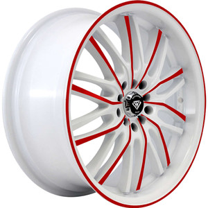 White Diamond® W3108 Wheels Rims 18x8 4x100 4x4.5 (4x114.3) White Red Face 35 | 3108188810011435WRF