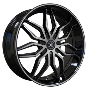 Karma Kustom® K18 Wheels Rims 20x8.5 5x4.5 (5x114.3) 5x112 Black Machine Face 35 | K18-208512+35BM