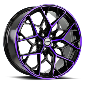 DOORBUSTER PRICING! - Shift H35 Piston Wheel 20x8.5 5x114.3 Gloss Black & Purple Machined 35mm - FREE T-SHIRT INCLUDED! | H35051435GBMP