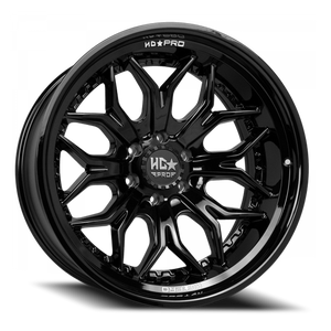 Luxxx Hd Lhd Pro 5 Wheel 24x12 8x165.1 Gloss Black -45mm - MINIMUM PURCHASE OF 4 WHEELS | LHDPRO524128165-45J-A