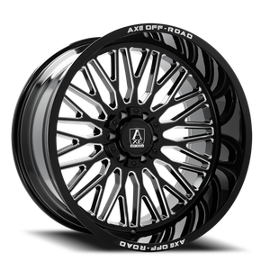 DOORBUSTER PRICING! - Axe Kratos Wheel 26x14 8x170 Gloss Black Milled -76mm - MINIMUM PURCHASE OF 4 WHEELS - FREE T-SHIRT INCLUDED! | 26148170-76KRABM