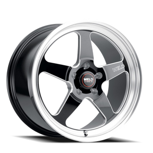 DOORBUSTER PRICING! - Weld Street Performance Ventura Drag Wheel 18x5 5x120 Gloss Black Milled w/ Diamond Lip -8mm | S1558C022N08