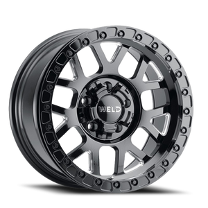 DOORBUSTER PRICING! - Weld Off-Road Cinch Beadlock Wheel 17x9 5x127 & 5x139.7 Gloss Black Milled w/ Gloss Black Ring -12mm | W90279057450