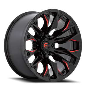 Fuel D823 Flame Wheel 20x9 6x139.7 Gloss Black Milled With Candy Red Tint 20mm - FREE T-SHIRT INCLUDED! | D82320908457