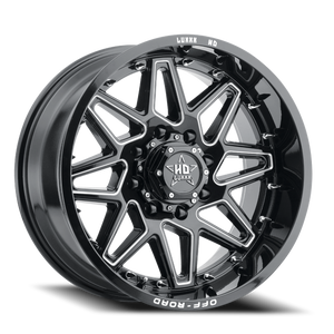 Luxxx Hd Lhd17 Wheel 20x10 6x139.7 Gloss Black Milled w/ Chrome Spike Rivets -18mm | LHD1720106139-18G-A1-11