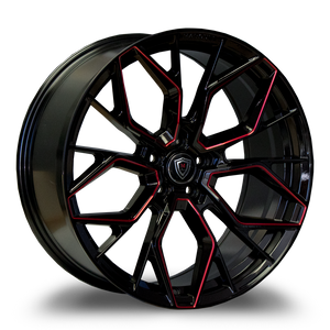 Marquee® M1004 Wheels Rims 20x9 5x127 (5x5) Black Red Milled 33 | 1004209512733GBRM