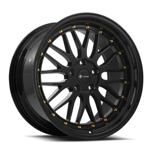 Vors Vr8 Wheels Rims 18x9 5x110 Black W/ Gold Rivets 35mm | VR08189051435GB-510