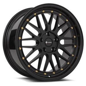 Vors Vr8 Wheels Rims 18x8 5x115 Black W/ Gold Rivets 35mm | VR08188051435GB-515