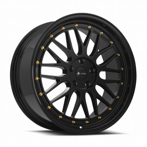 Vors Vr8 Wheels Rims 19x8.5 5x115 Black W/ Gold Rivets 35mm | VR08198551435GB-515
