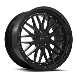 Vors Vr8 Wheels Rims 18x9 5x120 Black W/ Gold Rivets 35mm | VR08189051435GB-520