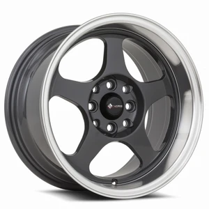 Vors Sp1 Wheels Rims 15x8 4x108 Hyper Black W/ Machined Lip 20mm | SP0115808H20HB-408